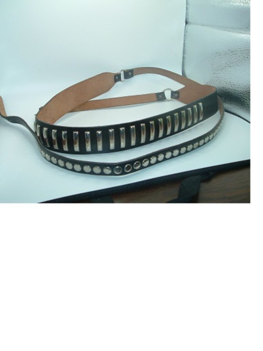 Y2K Steampunk Studded Grunge Black Leather Double Belt EXCELLENT COND!